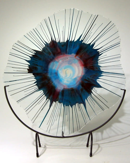 DD18-0174 Energy Web Blue/Sky Blue/Pink 18x18 $395 at Hunter Wolff Gallery